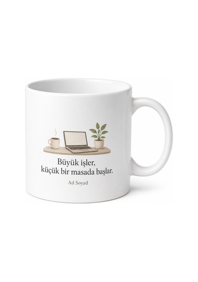 Home Office Çalışanı İçin Özel Tasarım Seramik Baskılı Kupa Bardak Çalışma Masası Hediyesi Beyaz / Çok Renkli
