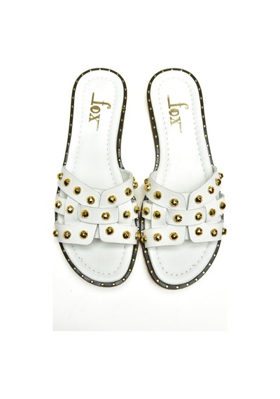 Fox Shoes U291100003 Beyaz Hakiki Deri Kadın Terlik Beyaz-hakiki Deri Çok Renkli
