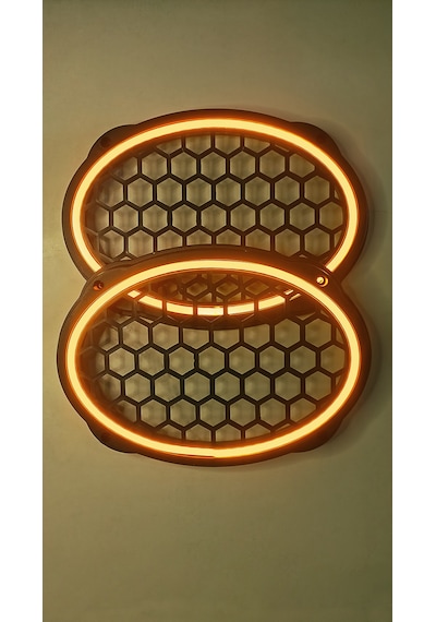 Hoparlör Kapağı Oval 20 Cm Ledli 2'li Takım - Turuncu