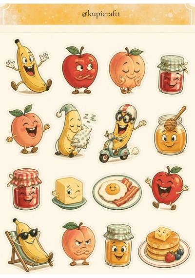 Sevimli Yemekler Sticker Seti-eğlenceli Kawaii Tasarım Etiketler 0
