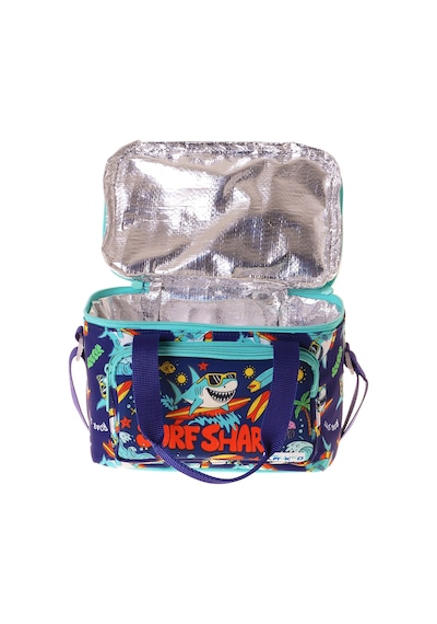 Kaukko Kids İki Bölmeli Thermo Okul Beslenme Çantası - Süpar Köpekbalığı Baskılı Yeşil - Lacivert Renk Erkek Çocuk - L5355