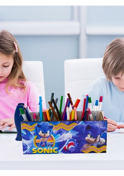 Deepcraft Ahşap Çocuklar İçin Masa Üstü Kare Kalemlik & Organizer-sonic