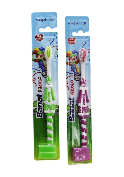 Banat-511704 Pikolo Diş Fırçası Soft Çocuk Yumuşak Palyaço Figürlü - 12'li Paket