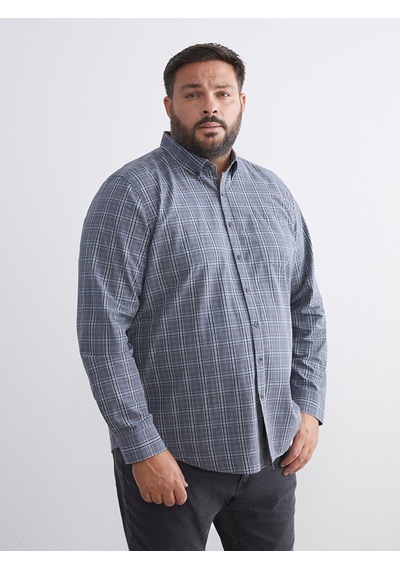 Lcwaıkıkı Classic Gri Regular Fit Uzun Kollu Ekose Poplin Erkek Gömlek