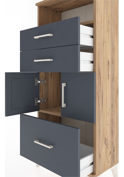 Hyperion Dolap 2 Raflı 3 Çekmeceli 2 Kapaklı 60x44x134 Çam-an... Çam