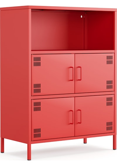 Pera Metal Çok Gözlü Dolap, 4 Kapaklı, Açık Raflı 80,50 X 40 X 109,50 Cm Ral 3020 Kırmızı Pera Metal Çok Gözlü Dolap, 4 Kapaklı, Açık Raflı 80,50 X 40 X 109,50 Cm Ral 3020 Kırmızı