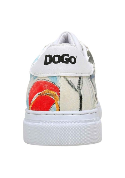 Kadın Vegan Deri Beyaz Sneakers - Hartley's Flower Tasarım Çok Renkli
