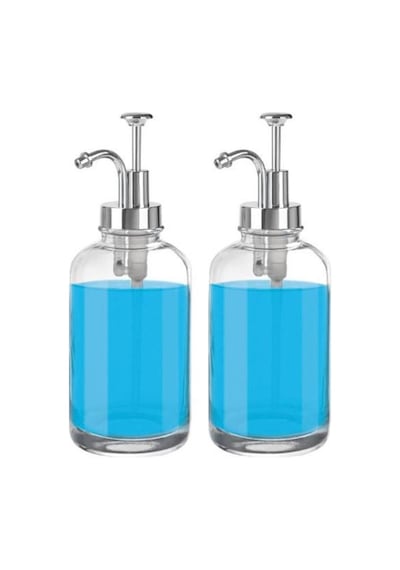 Digithome 2 Li Cam Sıvı Sabun Ve Losyon Etiketli Gümüş Tıpalı Deterjan Şişesi Sabunluk 500 Ml - 2012014-s C1-1-289