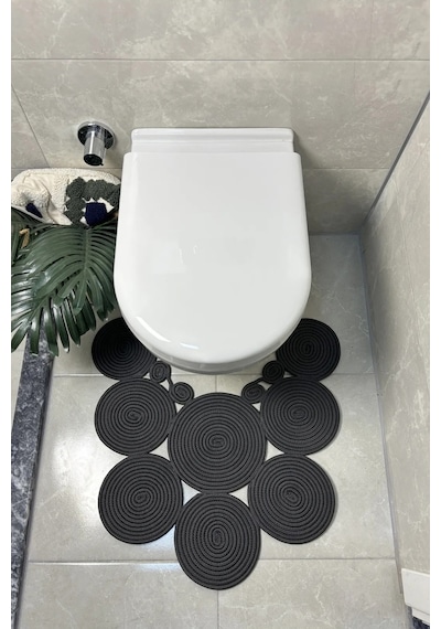 Buççin Online Mağaza Antrasit Jüt, Hasır, Paspas, Banyo Paspası, Klozet Önü Paspası, Klozet Paspas, Çift Taraflı Jüt Gri Çok Renkli