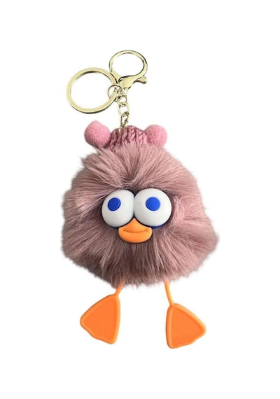 Peluş Ördek Anahtarlık Ve Çanta Aksesuarı - Mor Beyaz Beyaz