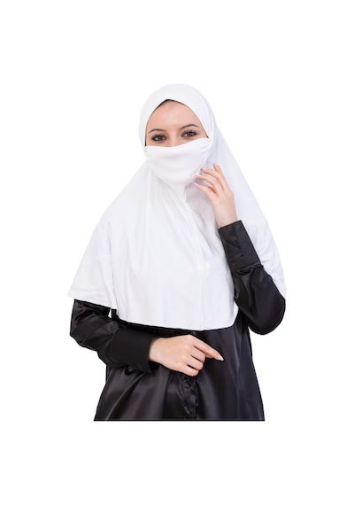 Modish Group Hazır Başörtüsü Pratik İslami Giyim Penye Peçeli Türban Namaz İçin Yumuşak Eşarp Krem