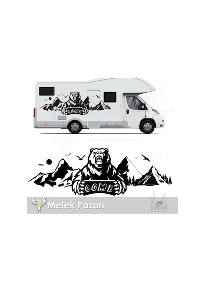 Ayı Dağ Manzara Off Road Kamp Karavan Sticker