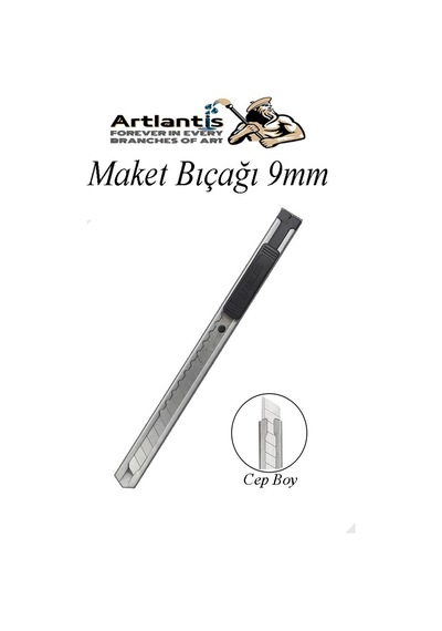 Maket Bıçağı 9mm Metal Cep Boy Falçata Kaymaz Kilitli 9mm Bıçaklı Paslanmaz Dar Maket Bıçağı Metal Küçük Boy Falçata