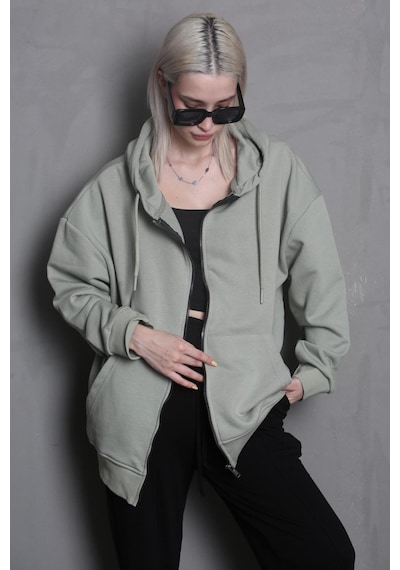 Madmext Mint Yeşili Kapüşonlu Basic Sweatshirt Mg1900 Mint Yeşili