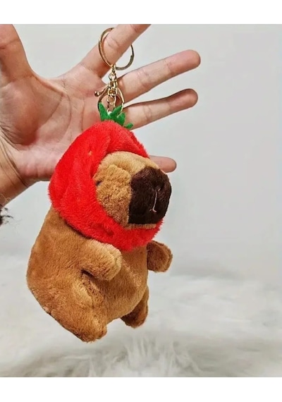 Dükkan Design Capy Bara Peluş Anahtarlık Kahverengi - Kırmızı