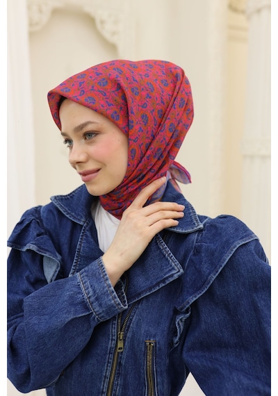 Silk Home Soft Eşarp 73077-10 Mor, Mercan, Parlak Turuncu