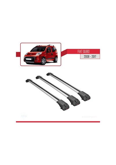 Fiat Qubo 2008-2017 Arası İle Uyumlu Ace-1 Ara Atkı Tavan Barı Gri 3 Adet Bar