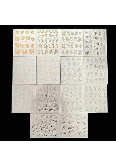 Adanil 30'lu Sticker Set Altın ve Gümüş Renk Nokta Çizgi Desen Nail Art Sticker Set
