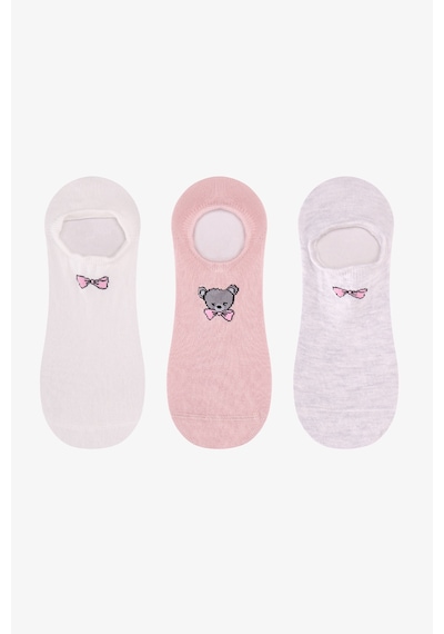 Penti Beyaz Gri Pembe Tiny Bear 3 Çift Sneaker Çorap