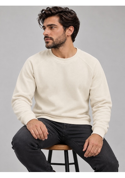 We&me Erkek Pike Kumaş Reglan Kol Bisiklet Yaka Regular Fit Sweatshirt Ekru