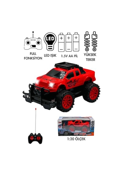 Giffy/oyuncak Uzaktan Kumandalı Pilli Full Fonksiyon Işıklı Drift Atabilen Offroad Yüksek Teker Araba Jeeep Beyaz