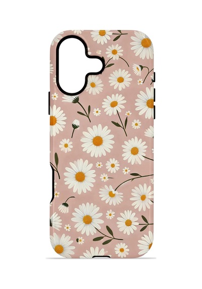 Apple iPhone Uyumlu 17 Vorian Çift Katmanlı Magsafe Kılıf Daisy Mocha Garden