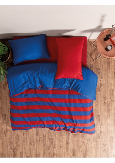 Cozy Home Popping Colors Çift Kişilik Lastikli Çarşaflı Nevresim Takımı Blaze Kırmızı Kırmızı - Mavi