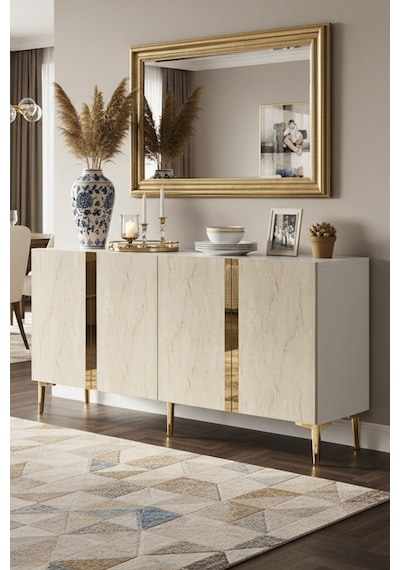 Ka1598btg Anka150 Konsol, Kahve Köşesi, Tv Sehpası Ve Dolap Beyaz - Traverten - Gold 150cm Ka1598btg Anka150 Konsol, Kahve Köşesi, Tv Sehpası Ve Dolap Beyaz - Traverten - Gold 150cm