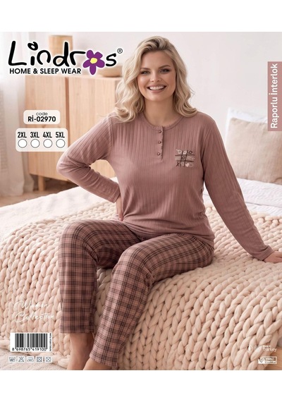 Boyraz Lindros Kadın Düğme Yaka Raporlu İnterlok Kışlık Battal Pijama Takımı 02770 - 1 Adet Vizon Boyraz Lindros Kadın Düğme Yaka Raporlu İnterlok Kışlık Battal Pijama Takımı 02770 - 1 Adet Vizon