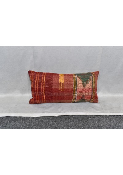 Zehra Abla Halı Yeni El Dokuma Dekoratif Lumbar Kilim Kırlent Yastık Kılıfı 6613 Çok Renkli