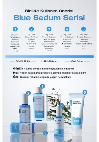 Yağ - Nem Dengesi Sunan Hepsi Bir Arada Bakım Emülsiyonu Dashu Blue Sedum All In One
