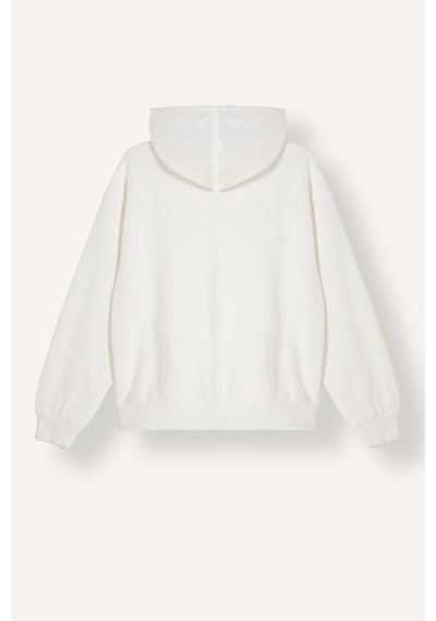Defacto Relax Fit Kapüşonlu Cepli Basıc Fermuarlı Sweatshirt C1809ax26wner105 Ekru-er105