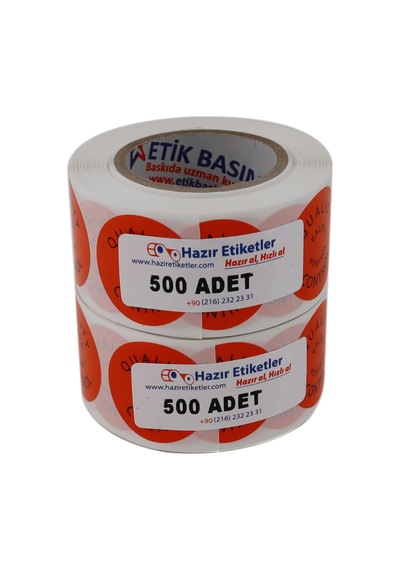 Lexroo Kalite Kontrol Etiketi 30mm Çap Ruloda 500 Adet 2 Rulo Toplam 1000 Adet Turuncu Zemine Siyah Diğer