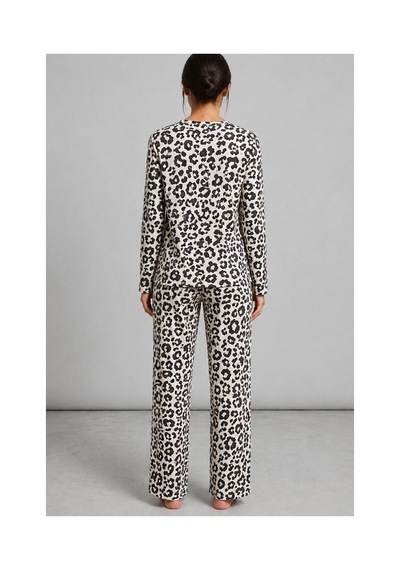 Fit Women Kadın Desenli Nefes Alan Leopar Pijama Takımı 4693 Siyah