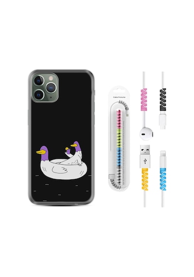 Apple Uyumlu iPhone 12 Pro Kılıf Kablo Koruyuculu Keyifli Ördekler 1725