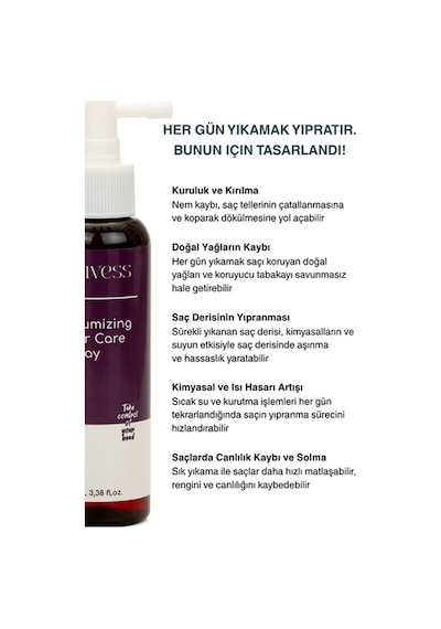 Louvess Glycerin Niacinamide Wheat Protein İçerikli Hacimlendirici Saç Bakım Spreyi 100 ML