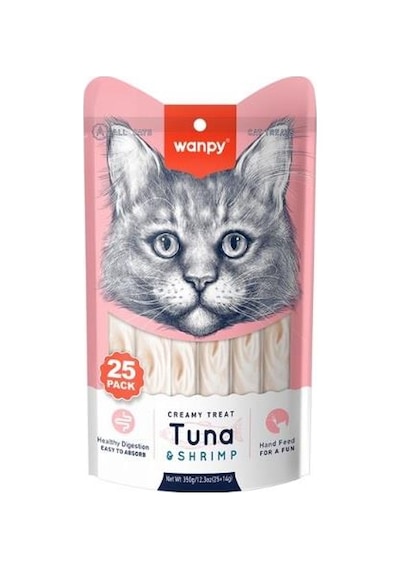 Wanpy Ton Balıklı ve Karidesli Sıvı Krema Kedi Ödülü 25 x 14 G