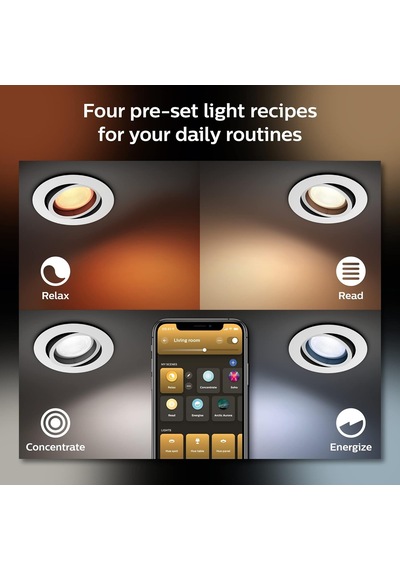 Philips Hue Centura Akıllı 3'lü Gömme Spot 3x4.2w Alüminyum Çok Renkli