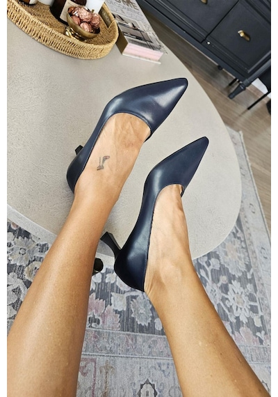 Ops 10 1899 Topukla Kadın Kadeh Topuklu Stiletto Lacivert Süet