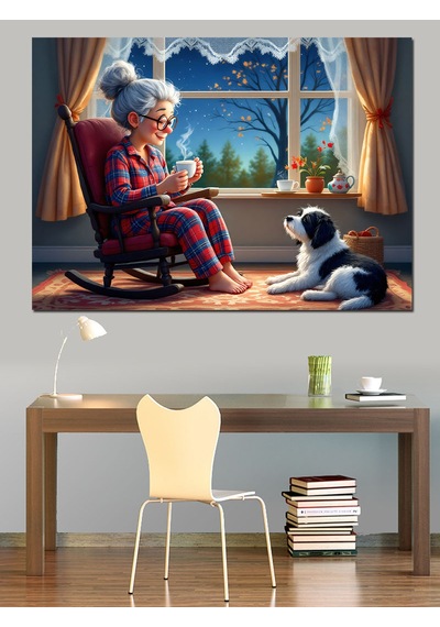 Pencere Kenarı Aile Anı Dekoratif Kanvas - Mdf Ahşap Tablo