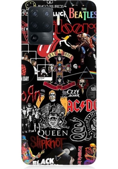 Oppo Reno 5 Lite Uyumlu Metal Müzik Grup Sembolleri Desenli Silikon Kılıf
