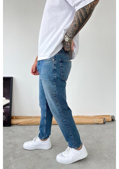 Mavi Basic Yırtıklı Boyfriend Pantolon