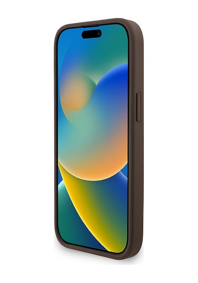 Apple iPhone 14 Uyumlu Kılıf Guess Lisanslı M safe Bilek Askı İpli Yazı Logolu Kapak Kahverengi