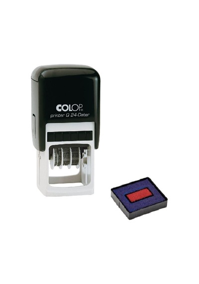 Colop Q24 Tarih Kaşe Tr Siyah Kasa Mavi Keçe - 24 x 24 MM