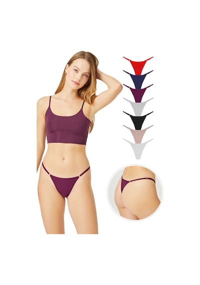 Cottonhill Cottonhıll Basic Pamuklu Beli Ayarlanır Kadın Tanga Külot 7'li Paket