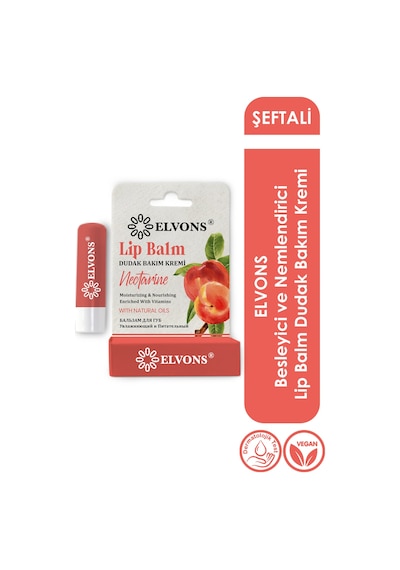 Elvons Lip Balm Şeftali Özlü Dudak Bakım Kremi