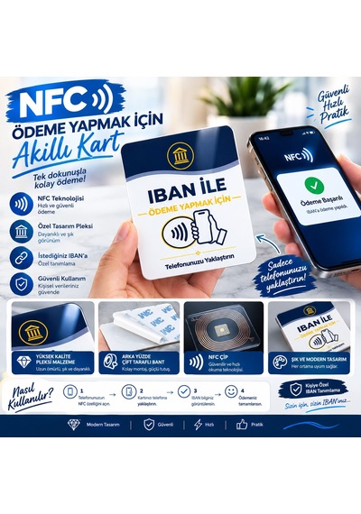 Premium Nfc Pleksi Kart Telefonla Temassız Banka Bilgisi Görüntüleme Banka Bilgi Kartı