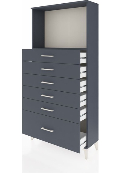 Arges Dolap Tek Raflı 6 Çekmeceli 88x30x182 Antrasit-antrasit Antrasit