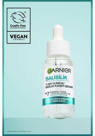 7 Day Clinical Salisilik Sivilce Karşıtı Serum 30ml 7% Niasinamid, Gliserin, Laktik Asit , Vegan 3600542658195-11169