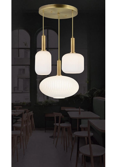 Rustik Modern Opal Camlı Avize 5762-v91-1r-jy Eskitme
